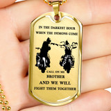 Brother Dog Tag Military Ball Chain - Biker Pendant Necklace Gifts For Men Luxur