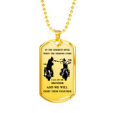 Brother Dog Tag Military Ball Chain - Biker Pendant Necklace Gifts For Men Luxur