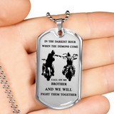 Brother Dog Tag Military Ball Chain - Biker Pendant Necklace Gifts For Men Luxur