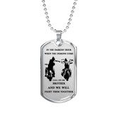 Brother Dog Tag Military Ball Chain - Biker Pendant Necklace Gifts For Men Luxur