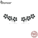 bamoer Sterling Silver 925 Jewelry Black CZ Daisy Flower Long Stud Earrings for Women Fine Jewelry  Brincos Brincos BSE400 bamoer Sterling Silver 925 Jewelry Black CZ Daisy Flower Long Stud Earrings for Women Fine Jewelry  Brincos Brincos BSE400