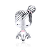 bamoer Boy and Girl Charm for Original Silver 925 Bracelet Genuine 925 Sterling Silver Metal Beads Valentine Gifts SCC1334