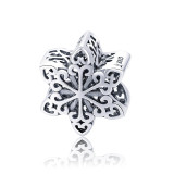 BAMOER Genuine 925 Sterling Silver Elegant Snowflake Openwork Beads fit Women Charm Bracelets & Necklace DIY Jewelry SCC719