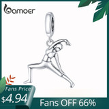 bamoer Yoga Position Charm for Original Bracelet&Bangle 925 Sterling Silver beads Metal Beads DIY Jewelry Making BSC386