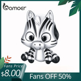 bamoer 925 Sterling Silver Retro Charm for Original Bracelet & Bangle Vintage Cartoon Zebra Charms Jewelry DIY Bracelet BSC387