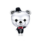 bamoer Mr. Bear the Groom in Wedding Charm for Original Silver Bracelet or Bangle 925 Sterling Silver Fine Jewelry SCC1473