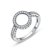 BAMOER 100% Genuine 925 Sterling Silver Forever Clear Black CZ Circle Round Finger Rings for Women Jewelry Christmas Gift SCR041