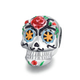 bamoer 925 Sterling Silver Halloween Skull platinum Original Charm for Brand DIY Jewelry Bracelet  Make for women Girl BSC326