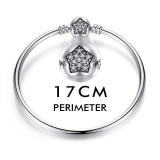 BAMOER Authentic 100% 925 Sterling Silver Snake Chain Heart Bangle & Bracelet Luxury Jewelry PAS904