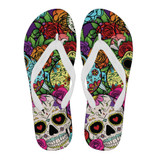Sugar Skull Men's Flip Flops (White)