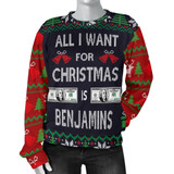 Ugly Christmas Sweater All I Want is Benjamins for Women