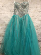 GREEN/TAN PRINCESS GOWN