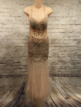 TAN MESH MERMAID GOWN