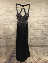 NAVY FULL SEQUIN LONG GOWN