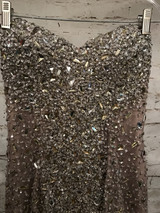 TAN MERMAID GEMMED GOWN