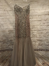 TAN MERMAID GEMMED GOWN