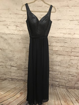 NAVY SPARKLY LONG EVENING GOWN