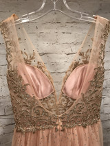 PEACH/GOLD A LINE GOWN