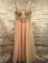 PEACH/GOLD A LINE GOWN