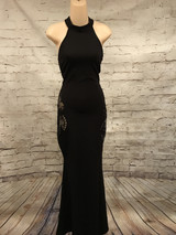 BLACK LONG GOWN W/MESH SIDES