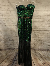GREEN/BLACK MERMAID GOWN
