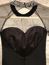 BLACK LONG EVENING GOWN W/ MESH