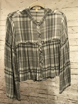 GRAY/WHITE L/S TOP