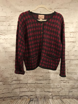 RED/GRAY WOOL CARDIGAN