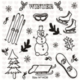 Snowman Skiing Decoration Clear Stamps