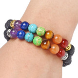 Lava Stone 7 Chakra Healing Bracelet