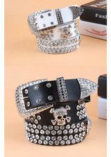 Rhinestone fashion skull belt