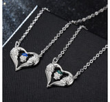 Winged heart skull necklace