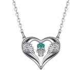 Winged heart skull necklace