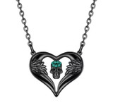 Winged heart skull necklace