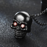 CZ eyes skull pendant necklace