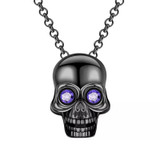 CZ eyes skull pendant necklace