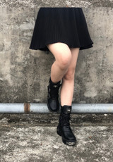 Skull buckle gothic ankle boots