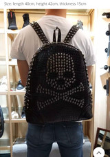 Skull and crossbones rivet backpack