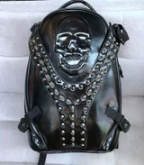 Skull head rivet leather backpack