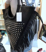 Leather and skull head rivets bag