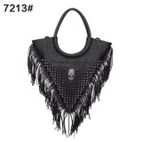 Leather and skull head rivets bag