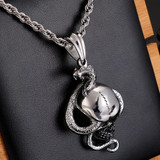 Skull and snake SS pendant chain
