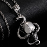 Skull and snake SS pendant chain
