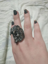 SS hammered skull ring