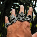 SS hammered skull ring