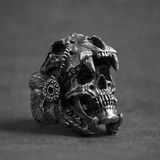 SS hammered skull ring