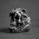 SS hammered skull ring