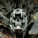 SS hammered skull ring