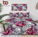 Skull and roses bedding set