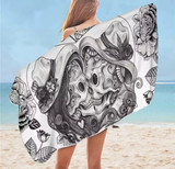 Skull print beach towel